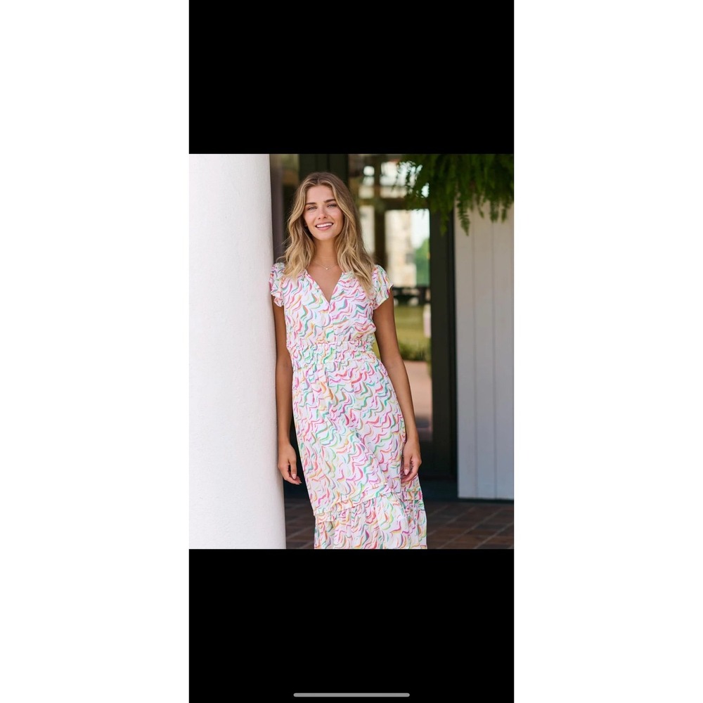 HATLEY FIONA MIDI DRESS - WAVY STRIPES size Large NWT